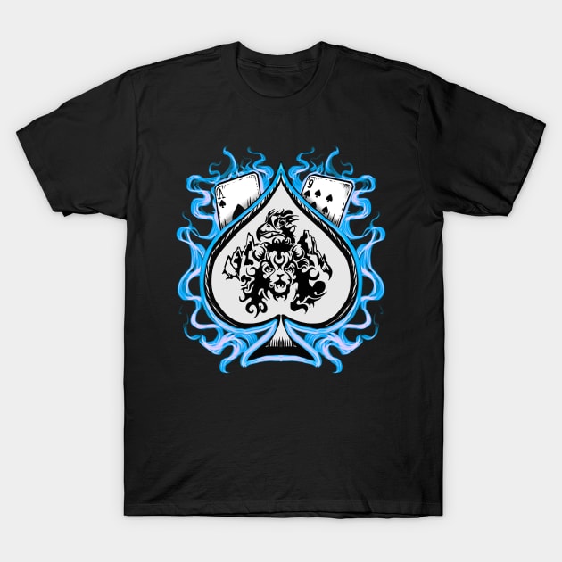 Ace of spades blue T-Shirt by Shawnsonart